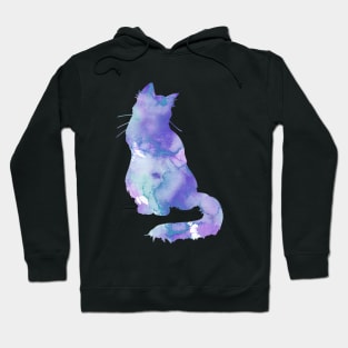 Lilac Cat Watercolor Painting Hoodie